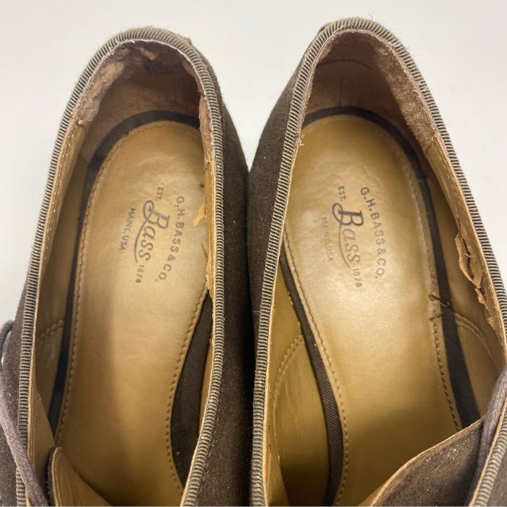 GH BASS 8 Ella Taupe Brown Leather Shimmer Suede Oxford Shoes Academia Y2K* - Picture 12 of 16
